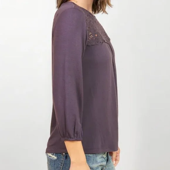 NWT Daniel Rainn Sevyn Knit Blouse with Lace - Picture 4 of 4